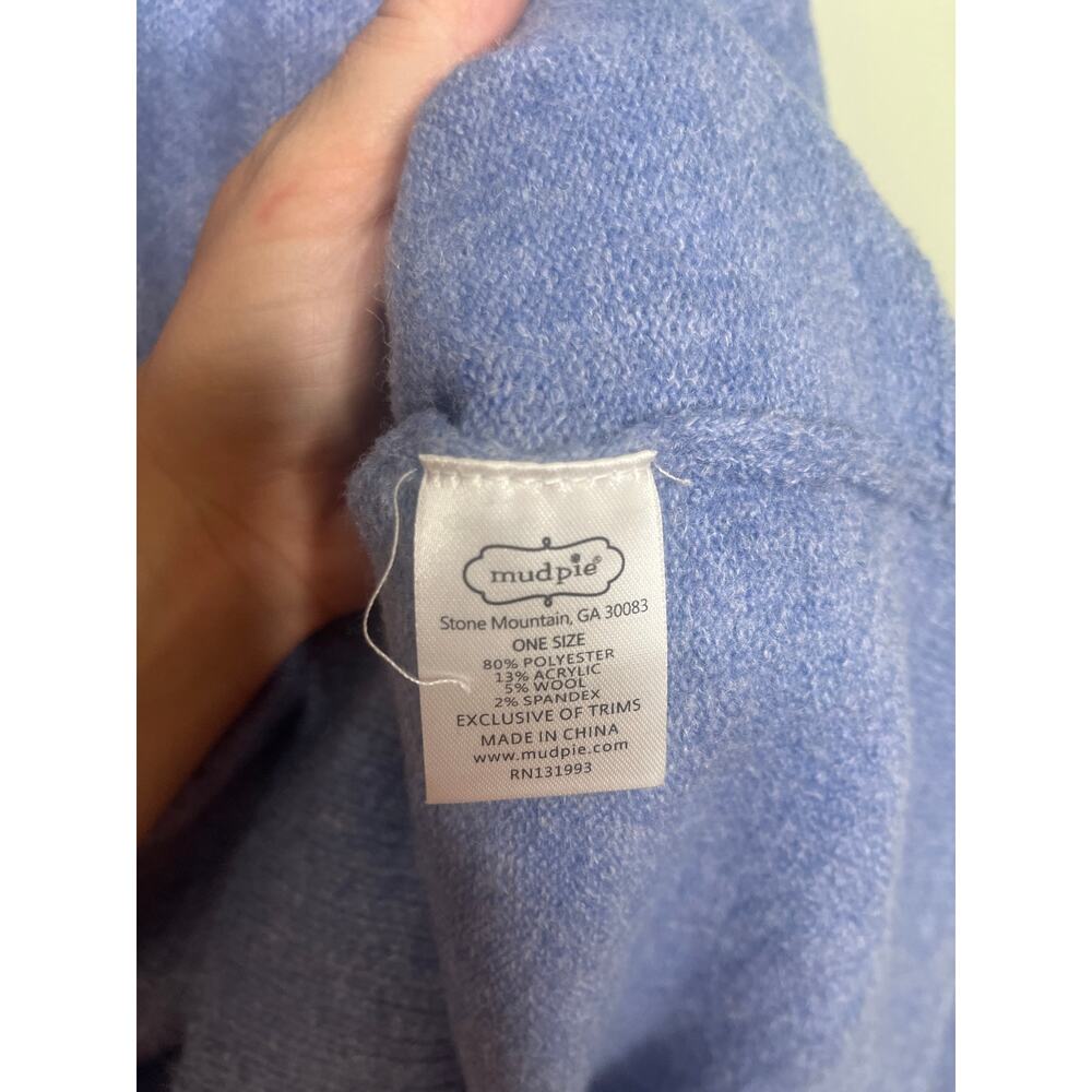 Mudpie Blue Mock Neck Wool Blend Sweater One Size - Picture 4 of 5